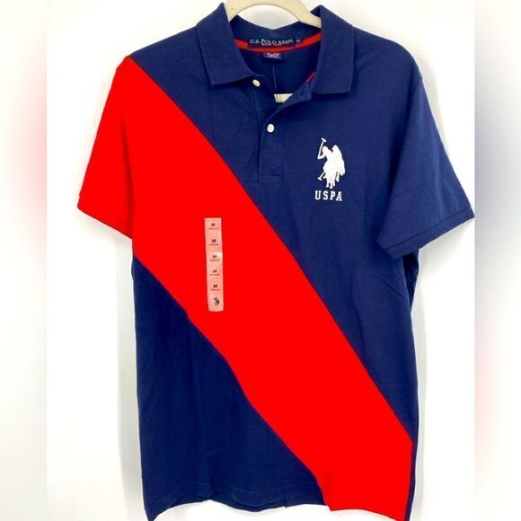 NWT U.S. Polo Assn Men’s Color Block Shirt Size M - Picture 1 of 8